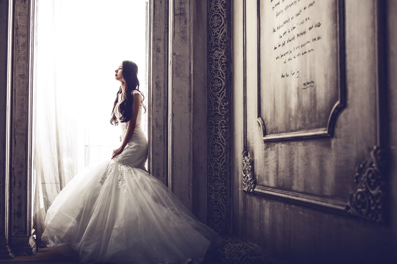 Bride in forest wedding dress